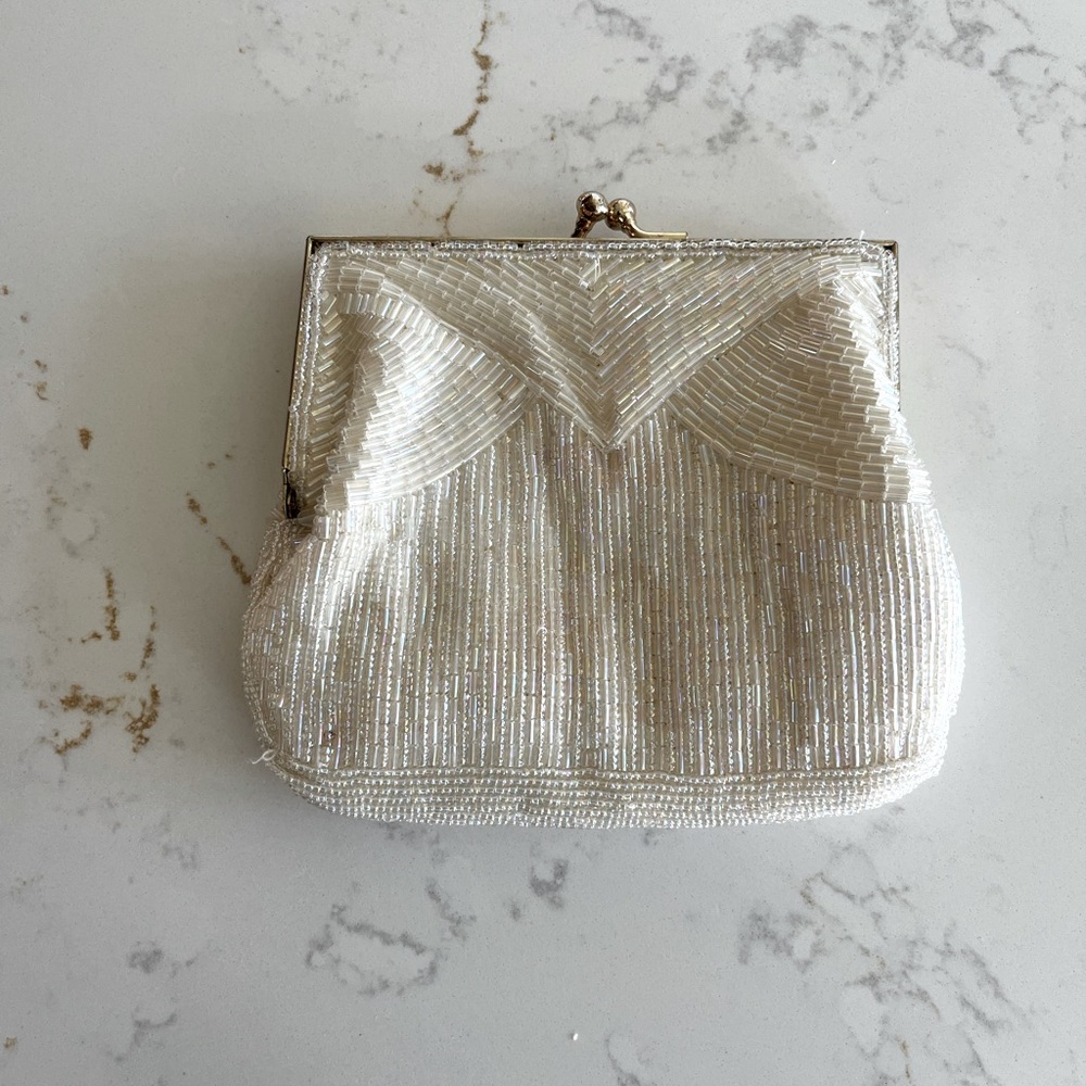 MAGID Iridescent Pearl Beading Evening Bag